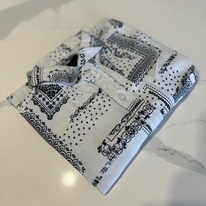Men's White and Black Patterned Shirt